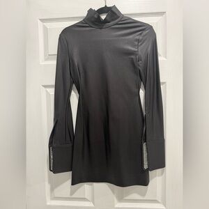 Alexander Wang Crystal-Embellished Cuff Black Long Sleeve Dress